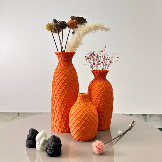 Zumi's 3-Piece Set of Spider Web Textured Vase