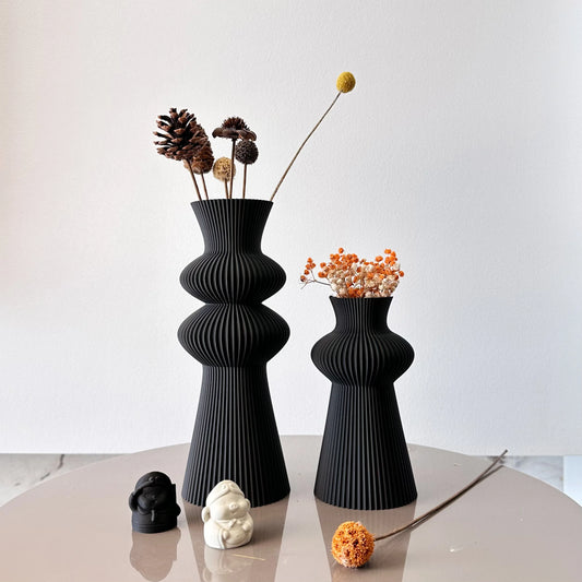 Zumi's 2-Piece Set of Multi-Colored Corrugated Art Vases