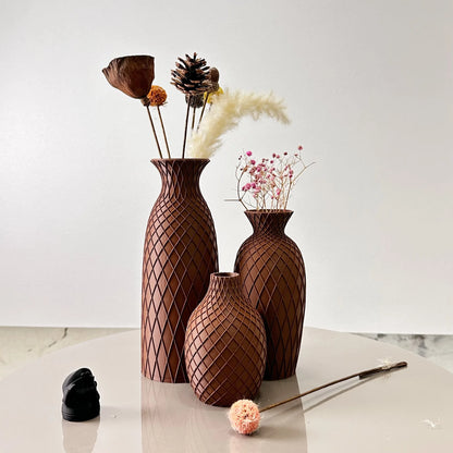 Zumi's 3-Piece Set of Spider Web Textured Vase